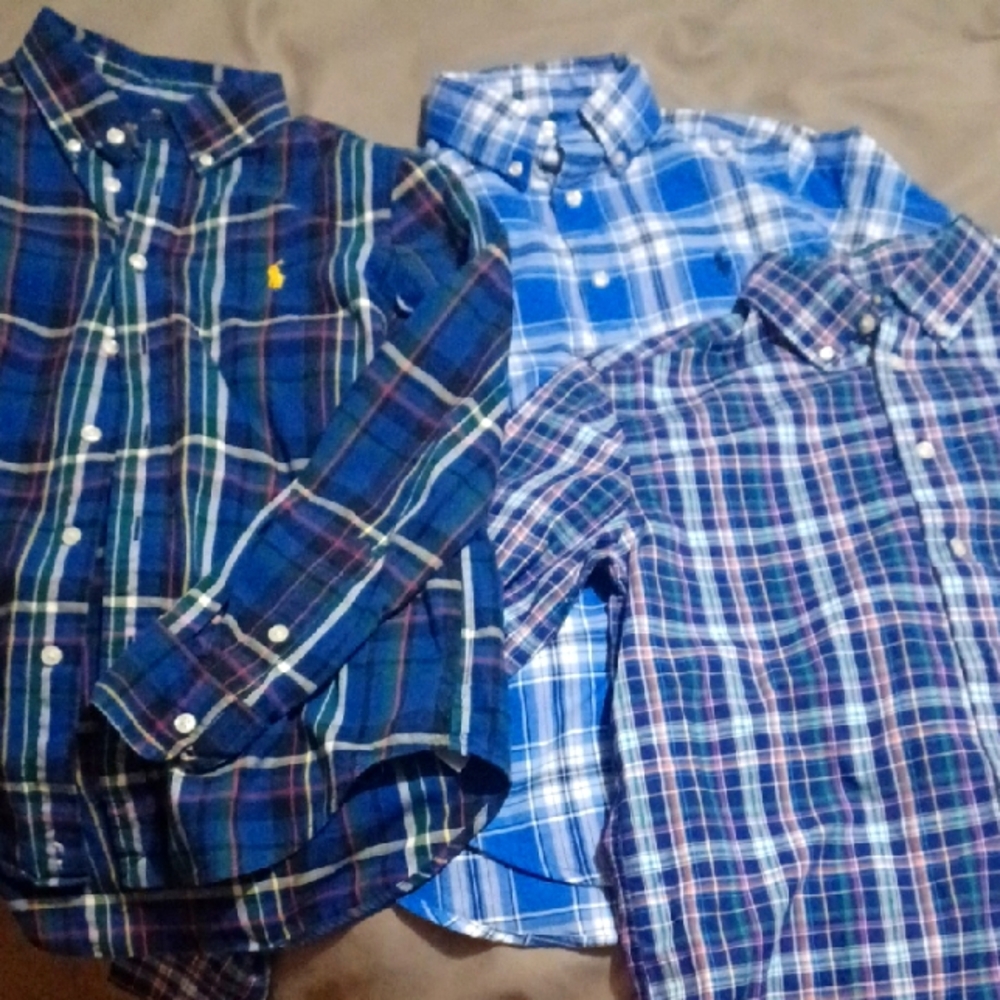 Ralph Lauren Kids Plaid Button Down Shirts - Set Of 3.